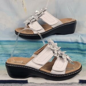 Clark’s Merliah Raelyn Sandals, Leather Wedge, Velcro‎ Womens 7
